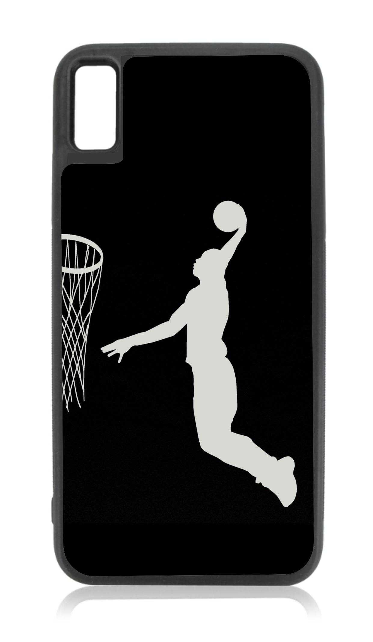 Basketball Player Silhouette iPhone 10 XR Basketball Case Black Rubber