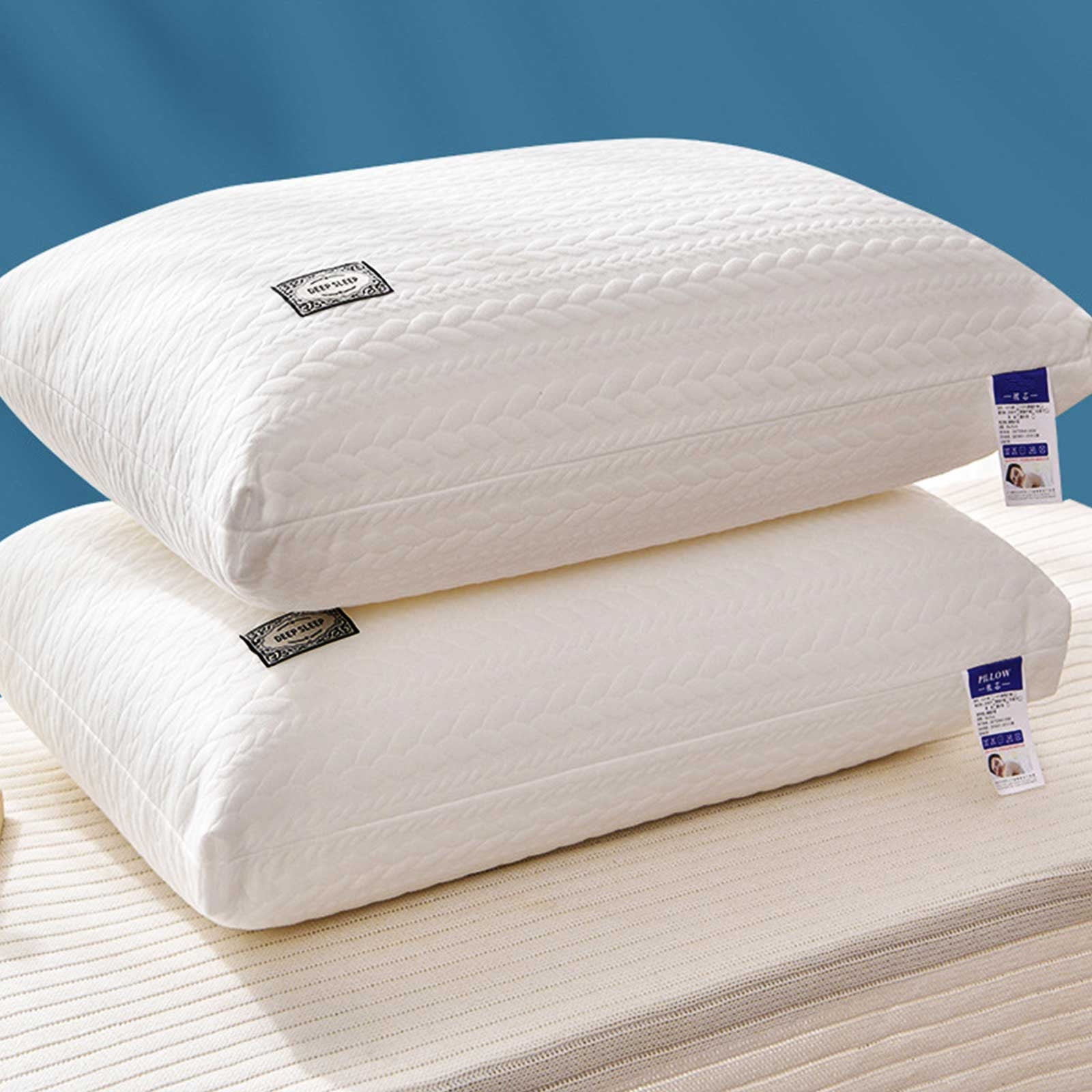 Hotel-Grade Bed Pillow with Soft Supportive Core for Back Side and Stomach Sleepers Breathable Cotton Fabric Bedroom Sleep Solution Standard Size