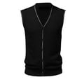 thumbnail image 3 of Men's Buckle V-Neck Wool Sweater Vest - Solid Color, Collarless, Fit for Dating/Work - All Seasons (M-XXXL), 3 of 4