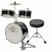 Complete Kids Medium Drum Set with Cymbal, Stool, and Sticks - Black