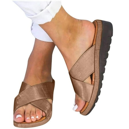 

Lyinloo Women Dressy Comfy Platform Casual Shoes Summer Beach Travel Slipper Flip Flops Brown 35