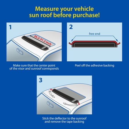Goodyear Shatterproof Sunroof Wind Deflector 42.5, Tinted Sun and Moonroof Visor for Deflecting Noise, Rain, and Windy Weather, Car Accessories, Sun Shade Light Tint - GY004902