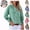 Green, variant on Mfakffe Shirts For Women Gingham Plaid Long Sleeve Button Down Shirt Ruffled V‑Neck Casual Loose Fit Blouse for Daily Wear