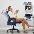 thumbnail image 5 of MoNiBloom Set of 2 Mid-Back Office Desk Chairs Ergonomic Adjustable Height Mesh Computer Chairs with Lumbar Support, Navy Blue, 5 of 11