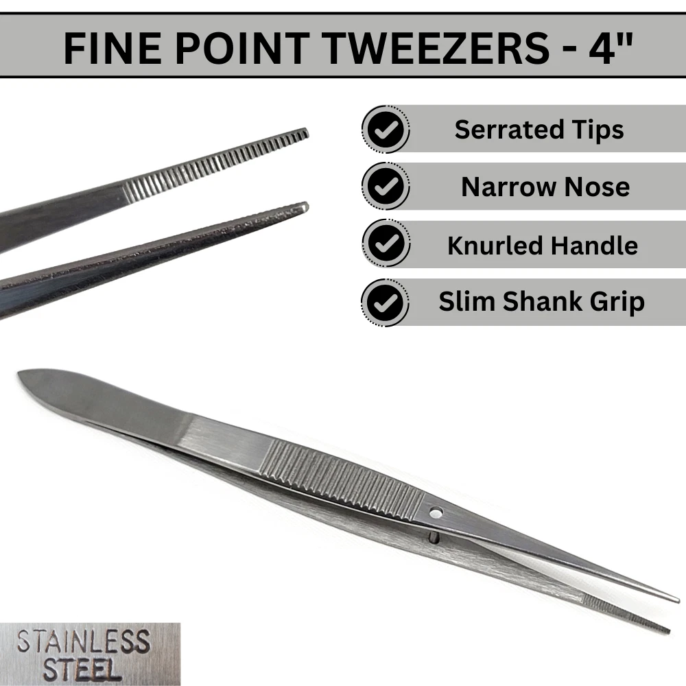 Lab Tweezers with Straight & Curved Tips Made of Stainless Steel Essential Lab Kit - 8 Pcs Lab Forceps