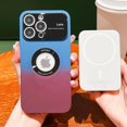 thumbnail image 3 of Magnetic for iPhone 14 Pro Max Case, Compatible with MagSafe, Camera Lens Film Protector, Logo View, Military Grade Drop Proof Gradient Phone Case (Blue Red), 3 of 13