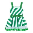 thumbnail image 7 of TiaoBug Kids Girls Chritsmas Candy Cane Costume Sequins Sleeveless Striped Figure Skating Tutu Dress Green 16, 7 of 7