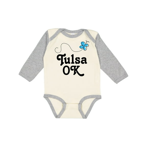 Inktastic Tulsa Oklahoma Butterfly Boys or Girls Long Sleeve Baby Bodysuit