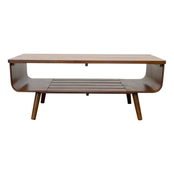 Connor Mid-Century Modern Rectangular Solid Wood Coffee Table in Brown