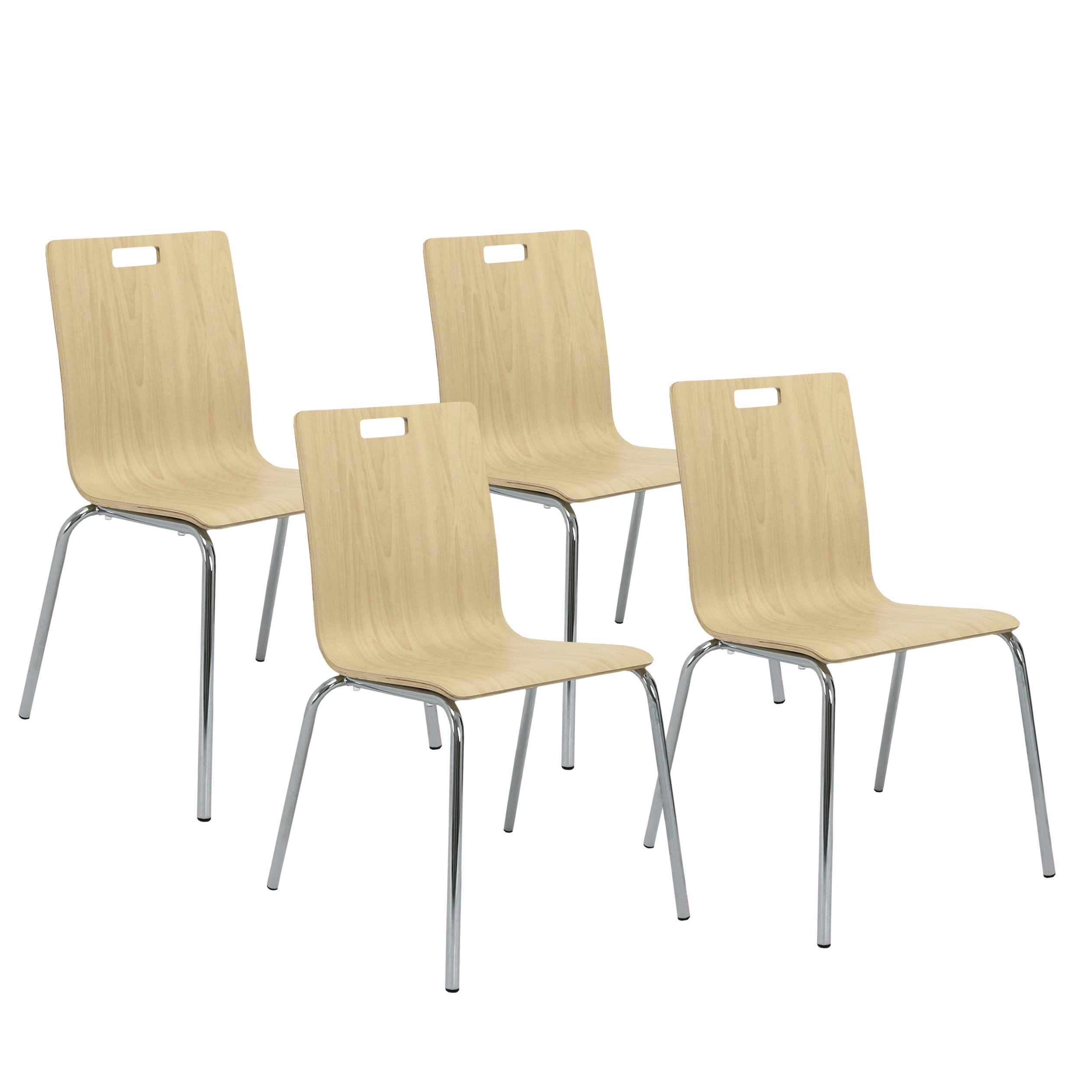 Hampden Furnishings Alexis Collection Wood Stack Chair, Natural, Pack of 4