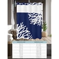 thumbnail image 6 of No Hook Coral Navy Blue Shower Curtain with Snap in Liner Set, Coastal Ocean Marine Nautical Beach Waterproof Fabric Bathroom Curtains with See Through Top Window, Hotel Style Modern 66 x 72 Inch, 6 of 7