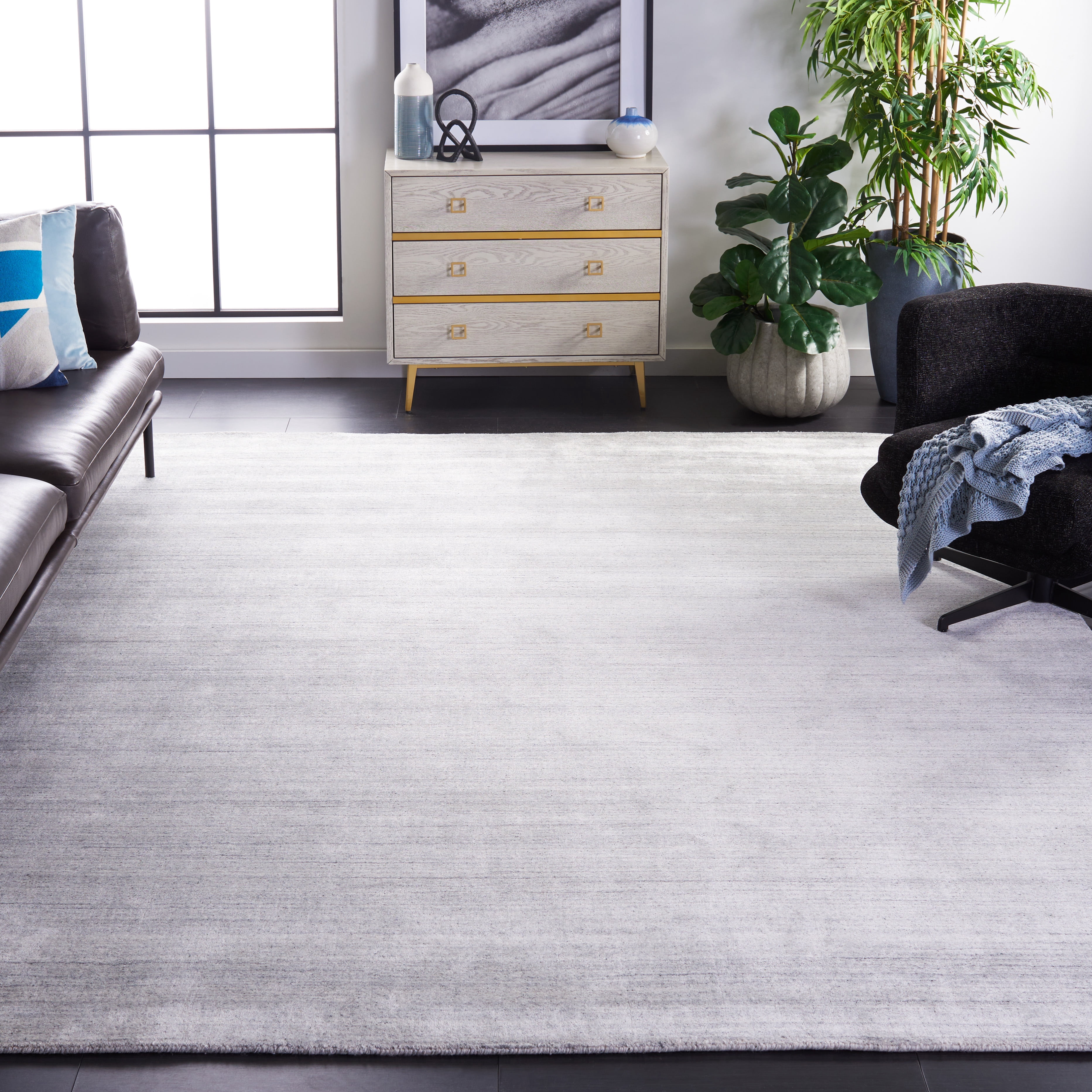 SAFAVIEH Mirage Branislav Solid Area Rug, Ash, 11' x 15'