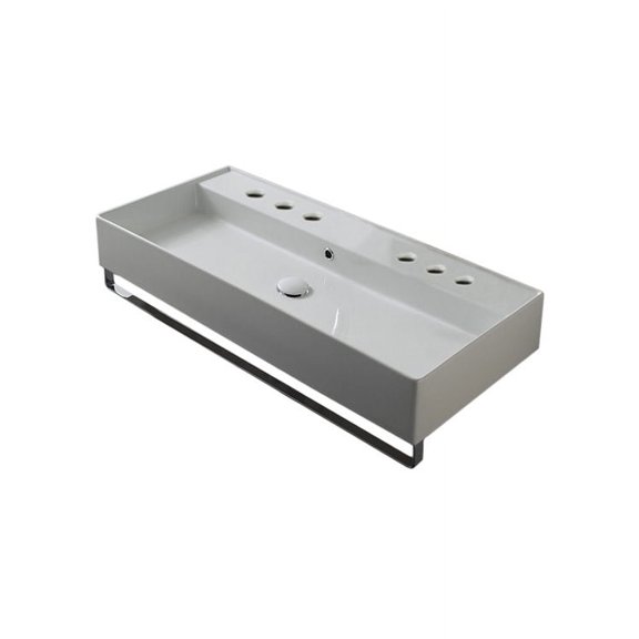 Nameeks 8031/R-120B-Tb-Six Hole Scarabeo 47-1/5" Ceramic Wall Mount Bathroom Sink - White
