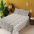 thumbnail image 2 of Ambesonne Jungle Fitted & Flat Sheet with Shams 4 Pcs Set, Wild Nature Deer Tiger Fox, Calking, White Pale Cinnamon, 2 of 5
