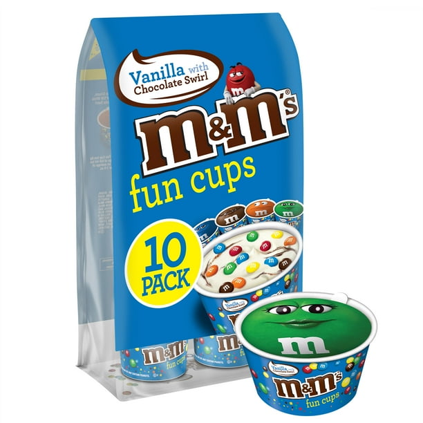 M&M'S Fun Cups Vanilla Ice Cream & Chocolate Swirl, 3 Fl Oz, 10 Count