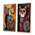 thumbnail image 3 of Designart "Colorful Portrait of a Cute Cat II" Animals Cat Framed Wall Art Set Of 2 - Children's Art Multicolor Framed Canvas Set For Living Room Decor, 3 of 6