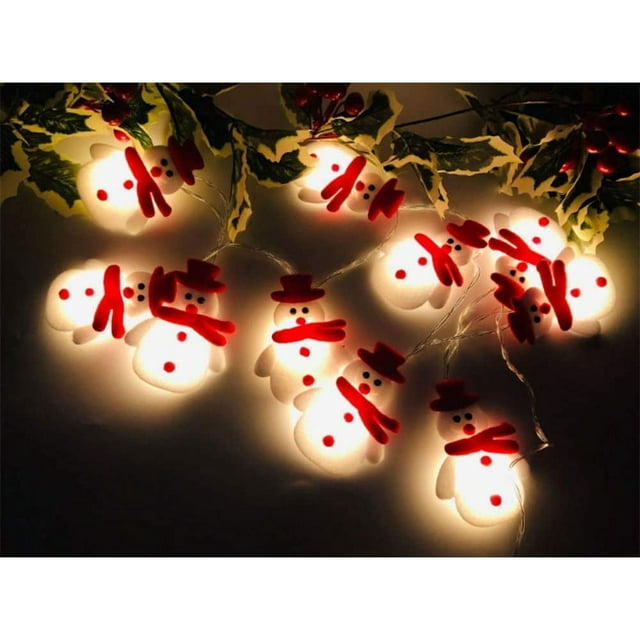 Cadena de luces de muñeco de nieve de Navidad de 3 m, 20 LED, decoración navideña con 2 modos de luz para el hogar, el jardín, el dormitorio y la decoración interior y exterior