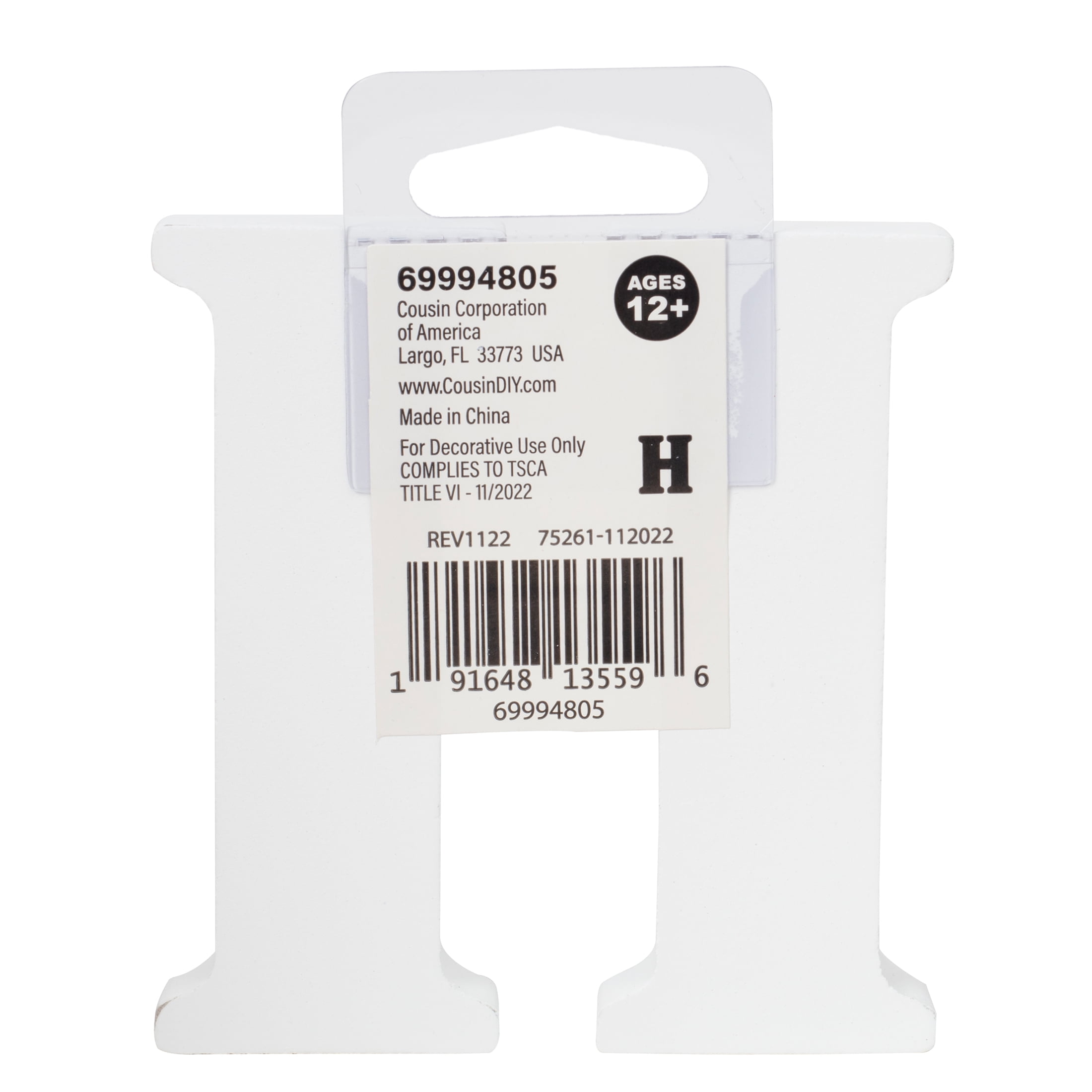 (3 pack) Cousin DIY 3" White Wood Letter H