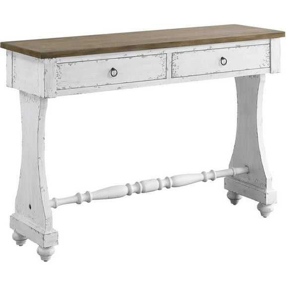 Bowery Hill Transitional Console Table in Antique White Finish