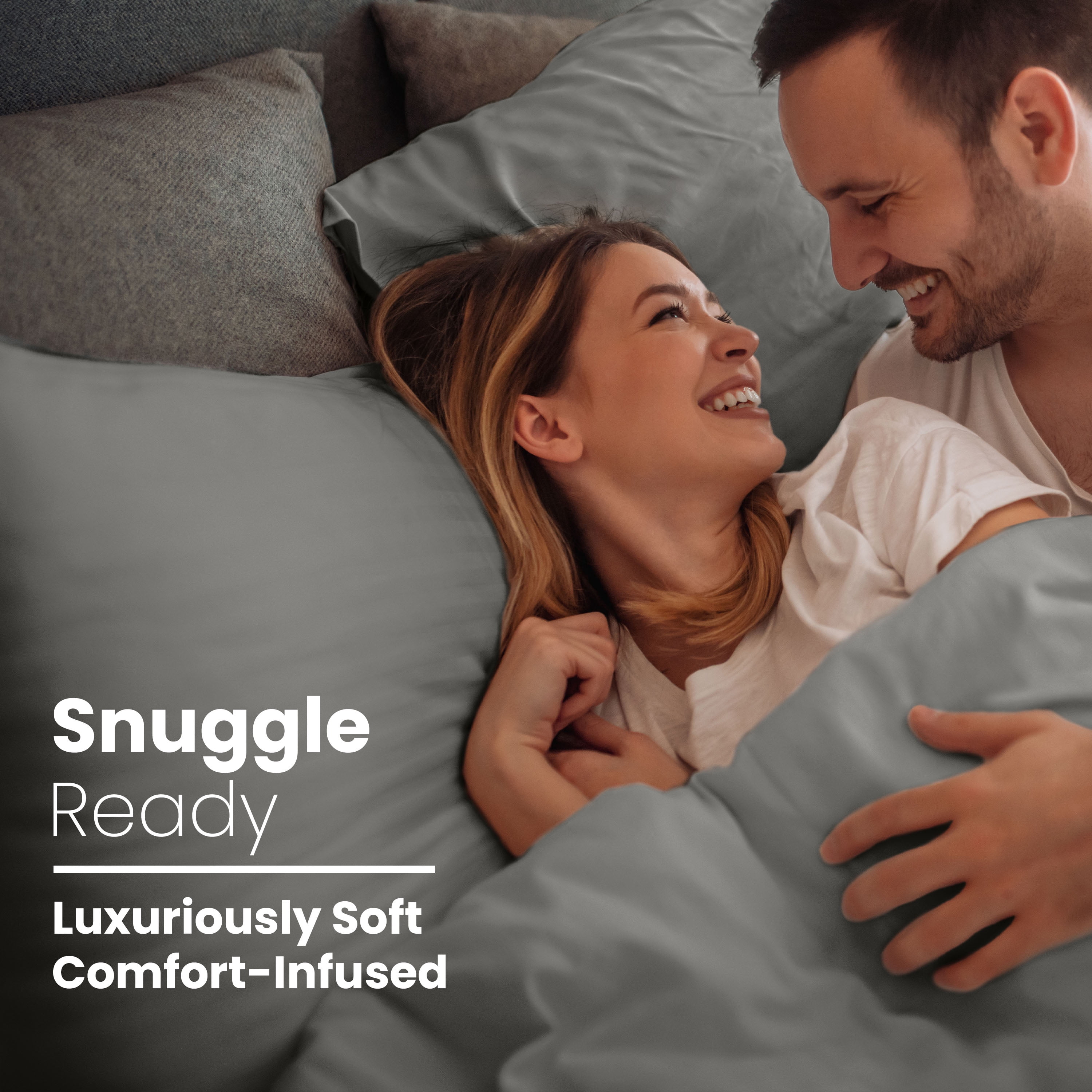 Soft Lightweight 400TC 100% Cotton Sateen Bed Sheet Set – 4-Piece Full – Gray