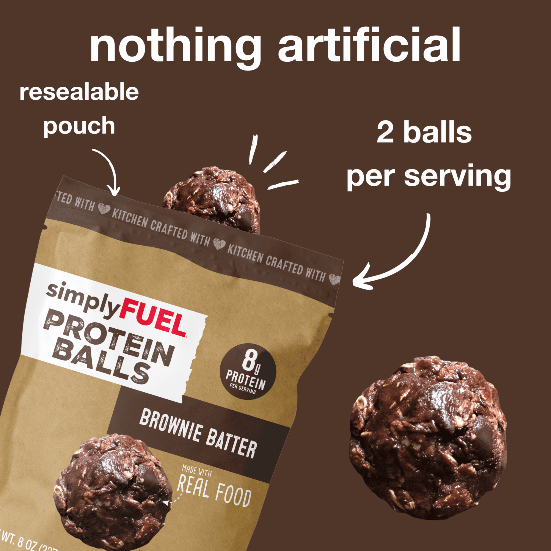 simplyFUEL Protein Balls Brownie Batter 8oz