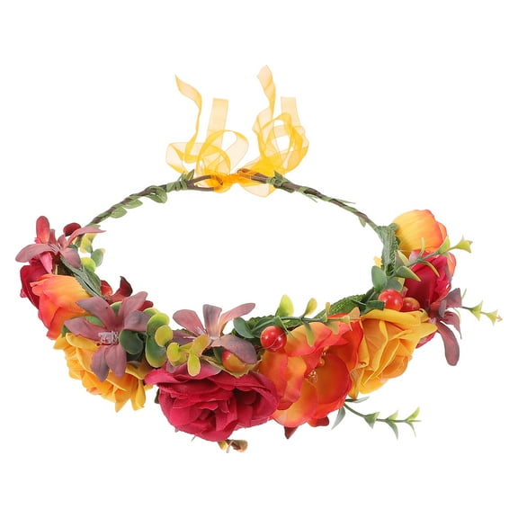 LABSERRON Floral Headdress Bridal Wreath Hair Accessories Polyester 1Pcs for Stage Performance
