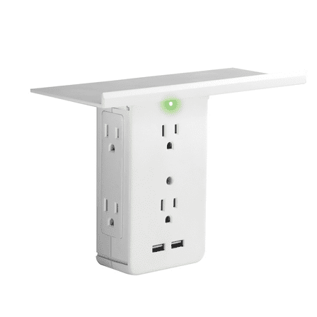 Socket Shelf 8 Port Surge Protector Wall Outlet by Sharper Image, As Seen On TV