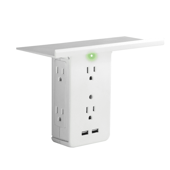 Socket Shelf 8 Port Surge Protector Wall Outlet by Sharper Image, As Seen On TV