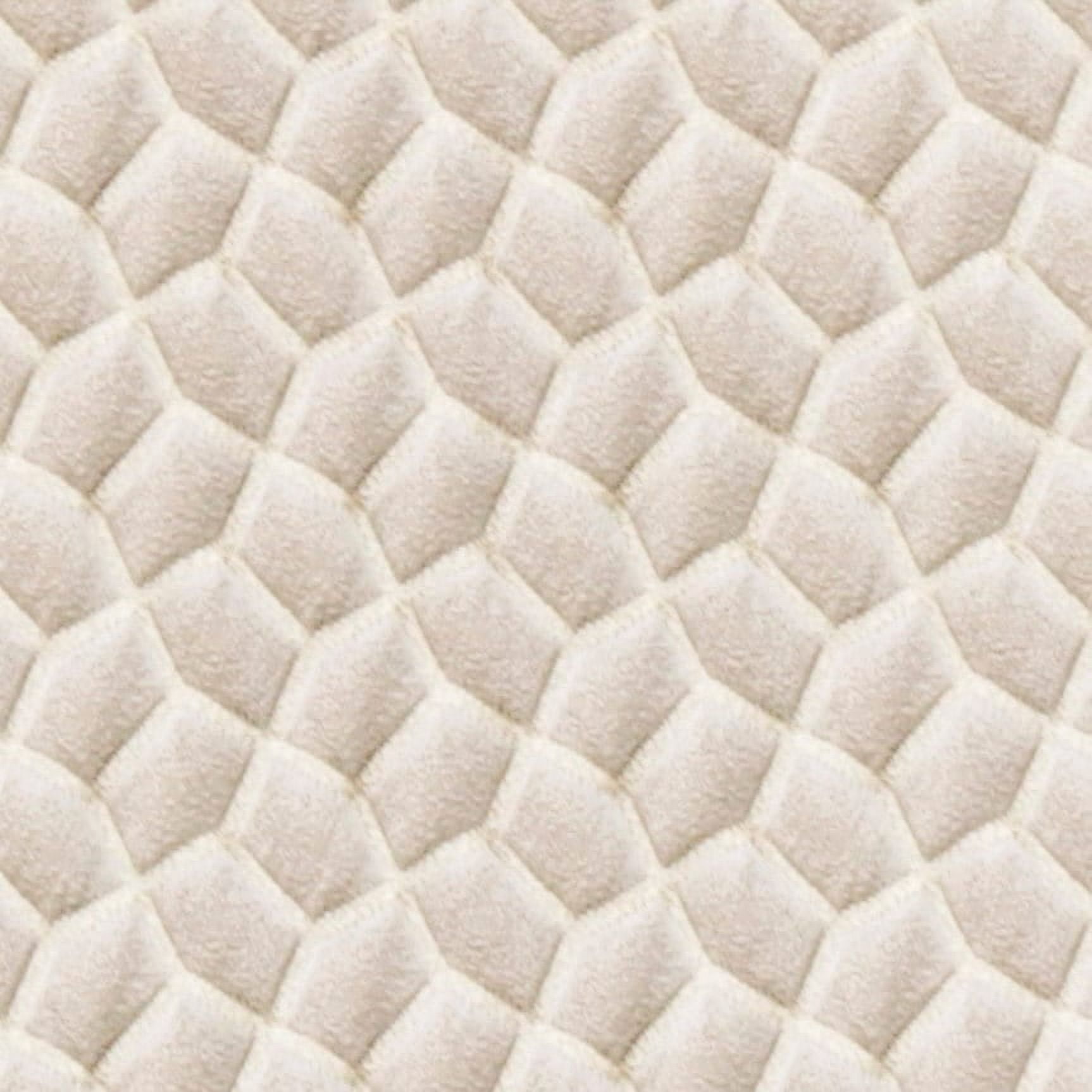 Fabric Mart Direct Cream Jacquard Weave Fabric By The Yard, 54 inches or 137 cm width, 19 Continuous Yards Cream Jacquard Fabric, Hexagon Geometric, Upholstery Drapery Curtain Wholesale Fabric