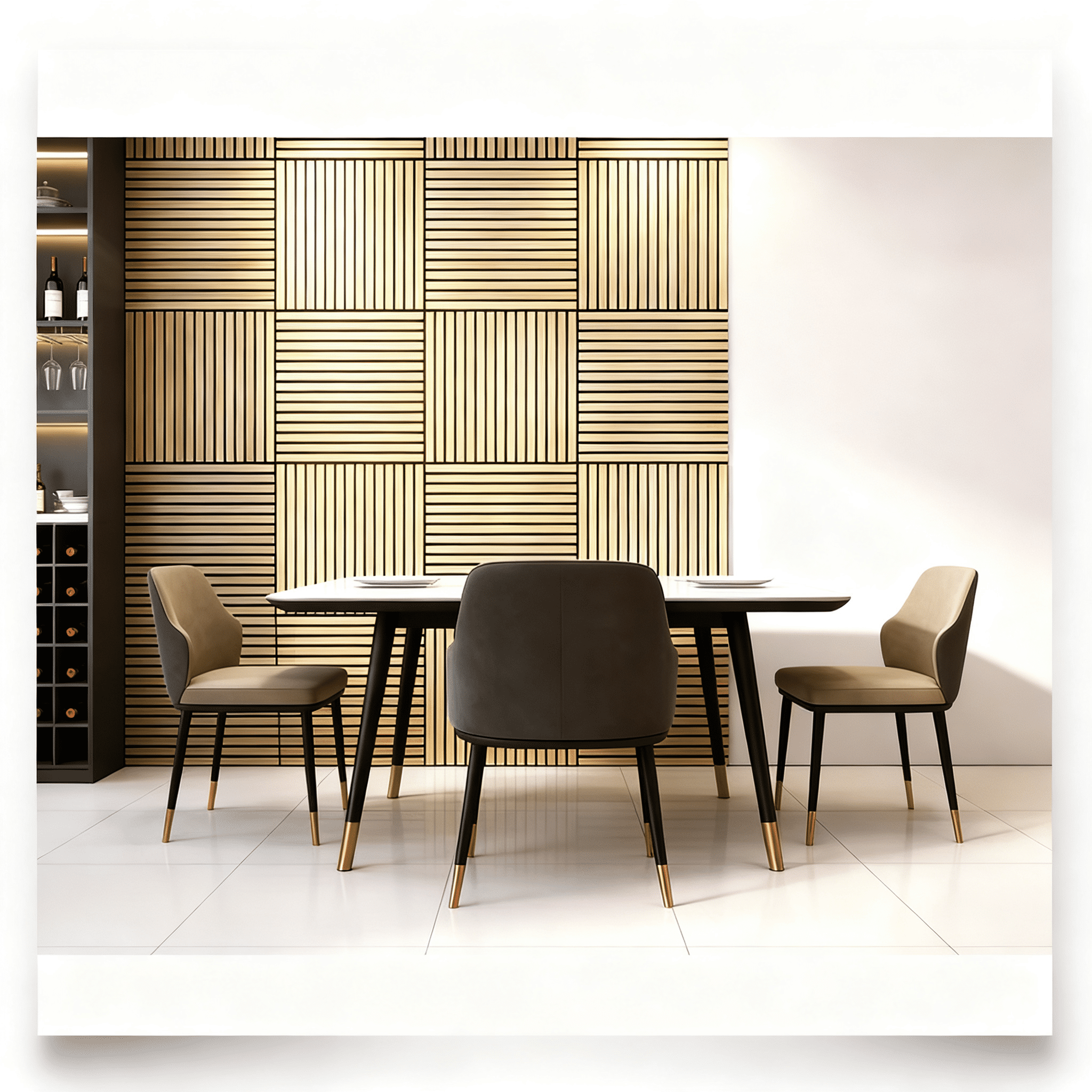 8 PCS Panels & Wooden Strip Acoustic Boards, Suitable for Office Walls, Bedrooms, Gyms, Kitchens & Ceilings, 3D Groove Sound-Absorbing Design