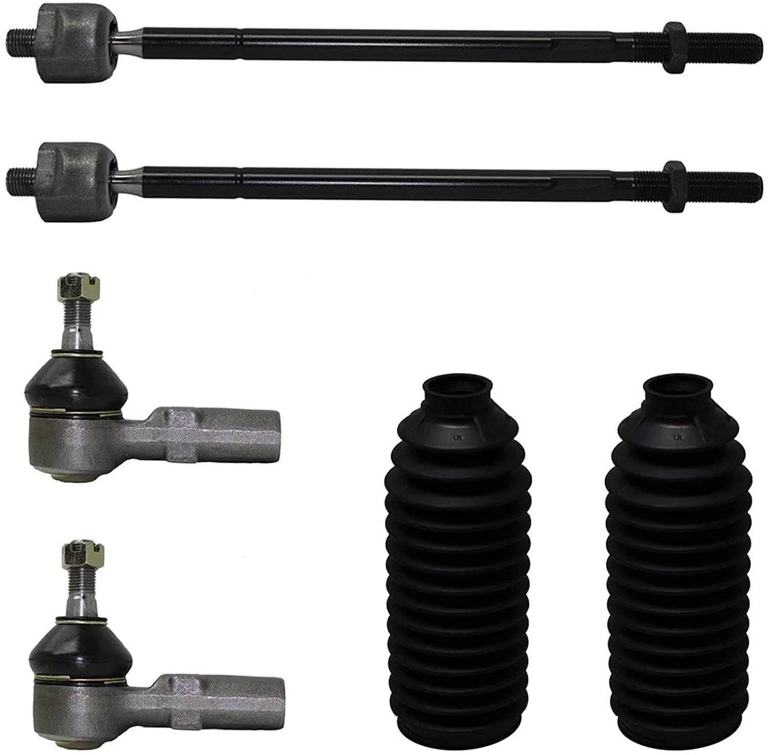 PartsW 6 Pcs Steering Kit For Lexus ES300 Toyoya Avalon Camry Camry Sienna & Solara All Inner & Outer Tie Rod Ends plus Rack & Pinion Boots Bellow 