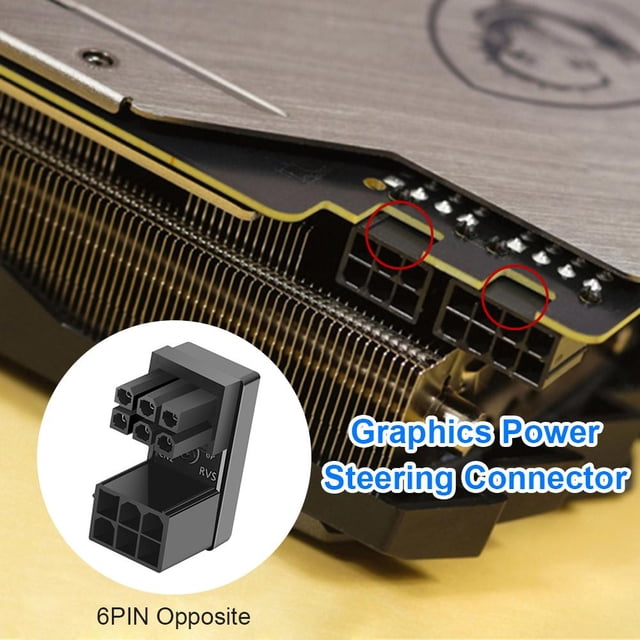 Adaptador de corriente ATX de 6 pines hembra a 6 pines macho de 180 grados para GPU de escritorio (B)