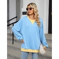 thumbnail image 4 of IWEMEK Crewneck Sweatshirt for Womens Fall Long Sleeve Blouses Fashion Chic Blue Shirt Holiday Baggy Tees, 4 of 7