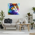 thumbnail image 2 of Stupell Bold Rainbow Cat Face Portrait Animals & Insects Painting Gallery Wrapped Canvas Print Wall Art, 2 of 7