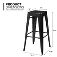 thumbnail image 2 of MoNiBloom 2 Pcs 30" Stackable Metal Bar Stools, Square Counter Seat, Metal Kitchen Counter Dining Chairs, Black, 2 of 11