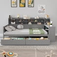 thumbnail image 3 of Harper & Bright Designs Full Size Corner Bed Frame, Daybed with Storage Shelves & Drawers, Wooden L Shaped Beds with Study Desk, Gray, 3 of 14