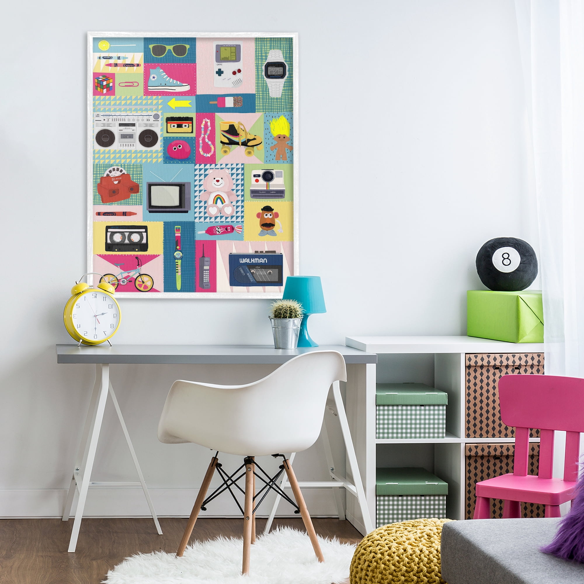 Stupell Industries Retro 80's Patchwork Collection White Framed Giclee Art, design by Hanna Melin