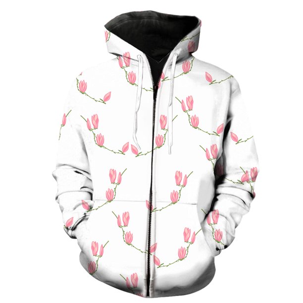 Sudadera con capucha y cremallera para hombre, diseño de flores de magnolia, divertida y genial, con estampado 3D extragrande, ideal para adolescentes, estilo hip hop, primavera y moda Harajuku.