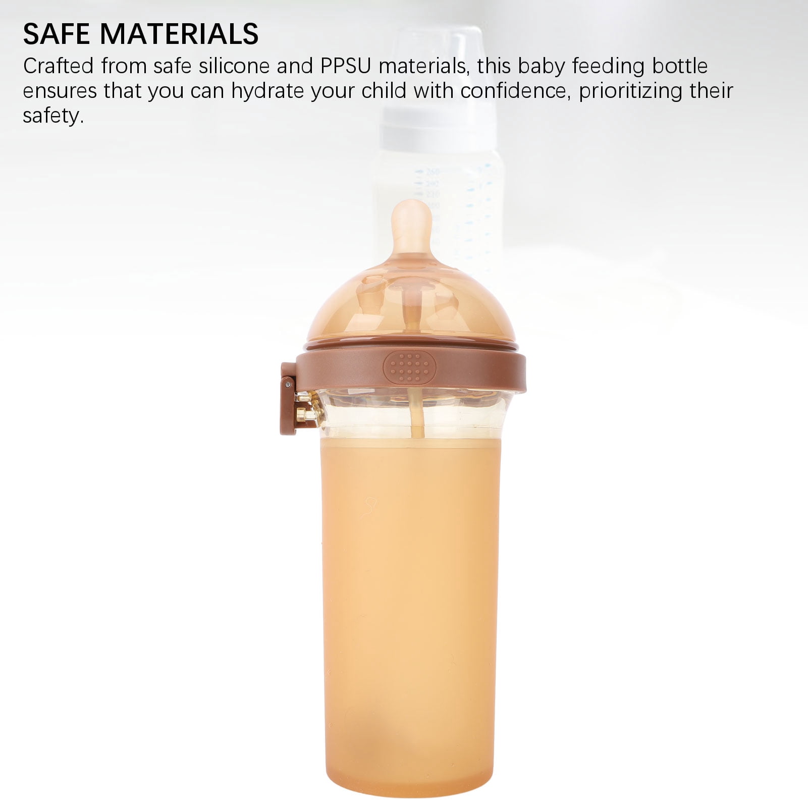 Suodoka Flip Cap Silicone Baby Bottle, Wide Mouth Anti-Colic Feeding Bottle, 240 ML / 8 oz