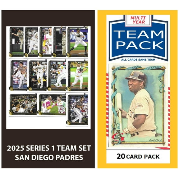 Padres Multiyear 20 Card Pack Gwynn 2025 Topps Series 1 Team Set Merrill