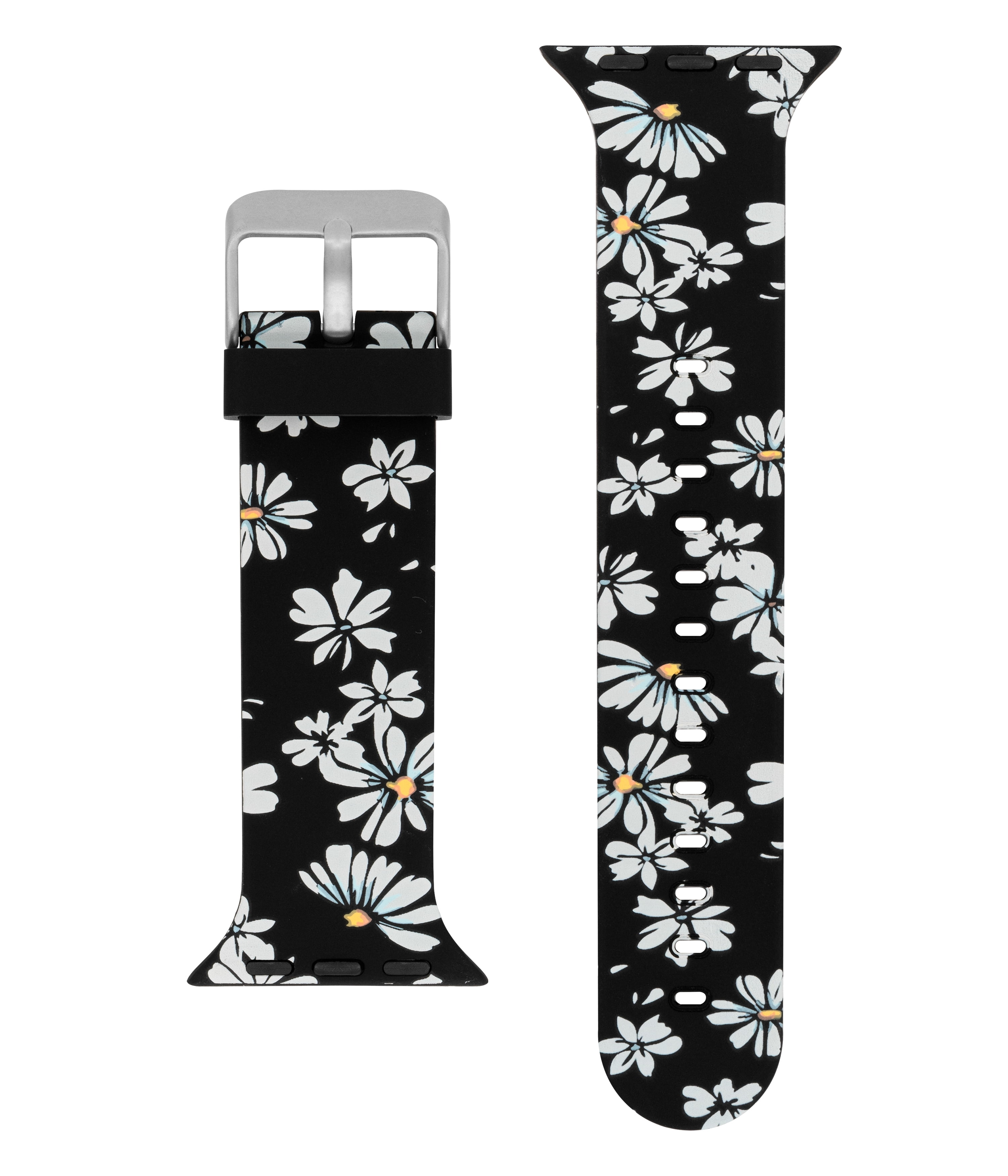 SMARTWATCH BLACK FLORAL SILICONE BAND