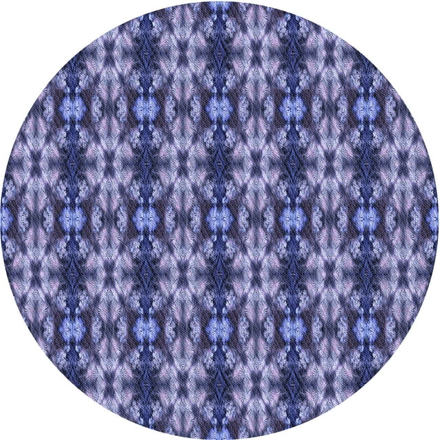 Ahgly Company Tapis d'Intérieur Rond Lavable en Machine Mimosa Violet Transitionnel, 5 Pieds Rond