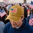thumbnail image 4 of 250 Anniversary USA Hat We The People Embroidered Baseball Cap Adjustable Washed Denim Hat Unisex Patriotic Gift for 2026 Celebrations,Yellow, 4 of 5