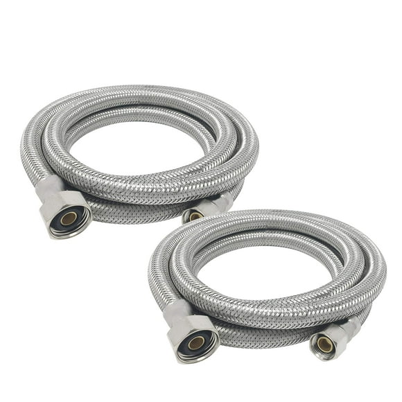 PROCURU 48" Length x 3/8" Comp x 1/2" FIP Faucet Hose Supply Line, Braided Stainless Steel Lead Free PCFC381248-2 (48-Inch, 2-Pack)