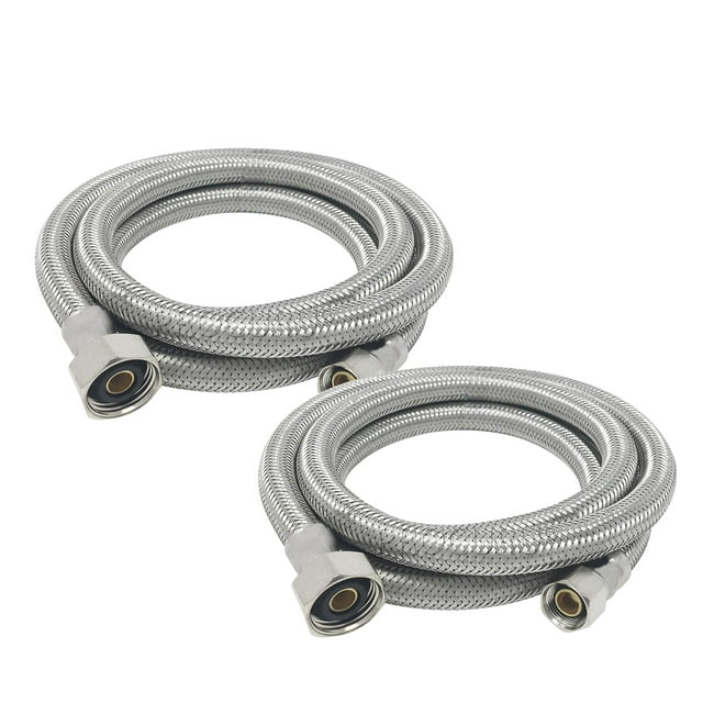 PROCURU 36" Length x 3/8" Compression x 1/2" FIP Faucet Hose Connector, Braided Stainless Steel Supply Line, Lead Free (36-Inch, 2-Pack)