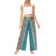 thumbnail image 1 of VISgogo Pantalones de pierna ancha de verano para mujer, pantalones sueltos sueltos de tiro medio con estampado bohemio con divisiones para yoga, playa, vacaciones VISgogo  moda, 1 of 8