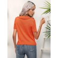 thumbnail image 5 of Women Short Sleeve Sweater Pullover Tops V Neck Knit Casual Soft Pullover Shirt Orange Red L, 5 of 9