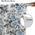 thumbnail image 6 of Flowers Curtains Blue Rose Floral Gray Leaves Natural Plants Modern Aesthetic Bedroom Living Room Bathroom Blackout Rod Pocket Decoration Window Drapes 2 Panels W42xL84in, 6 of 6