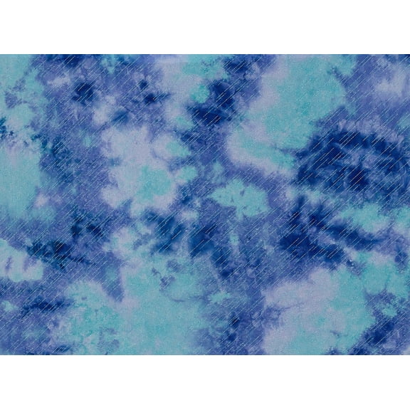 Zelouf Allover Bias Glitter On Tie Dye Lny Frise Knit  , Sewing, DIY, Crafts Fabric by the Yard, Turq Slush, 3 Yard