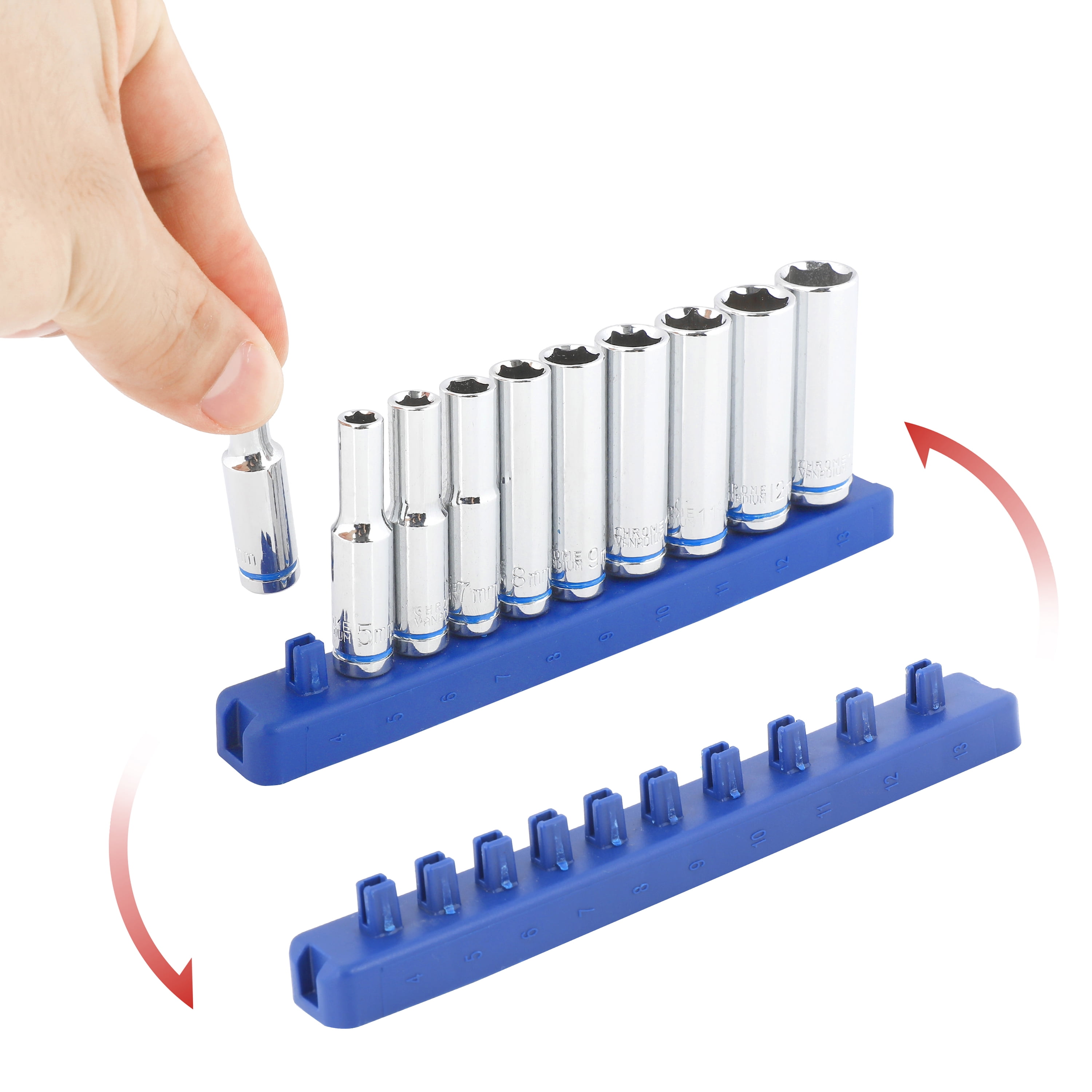 Hyper Tough 12-Piece 1/4-inch Drive Ratchet and Deep Socket Set, mm, Model 30131, New